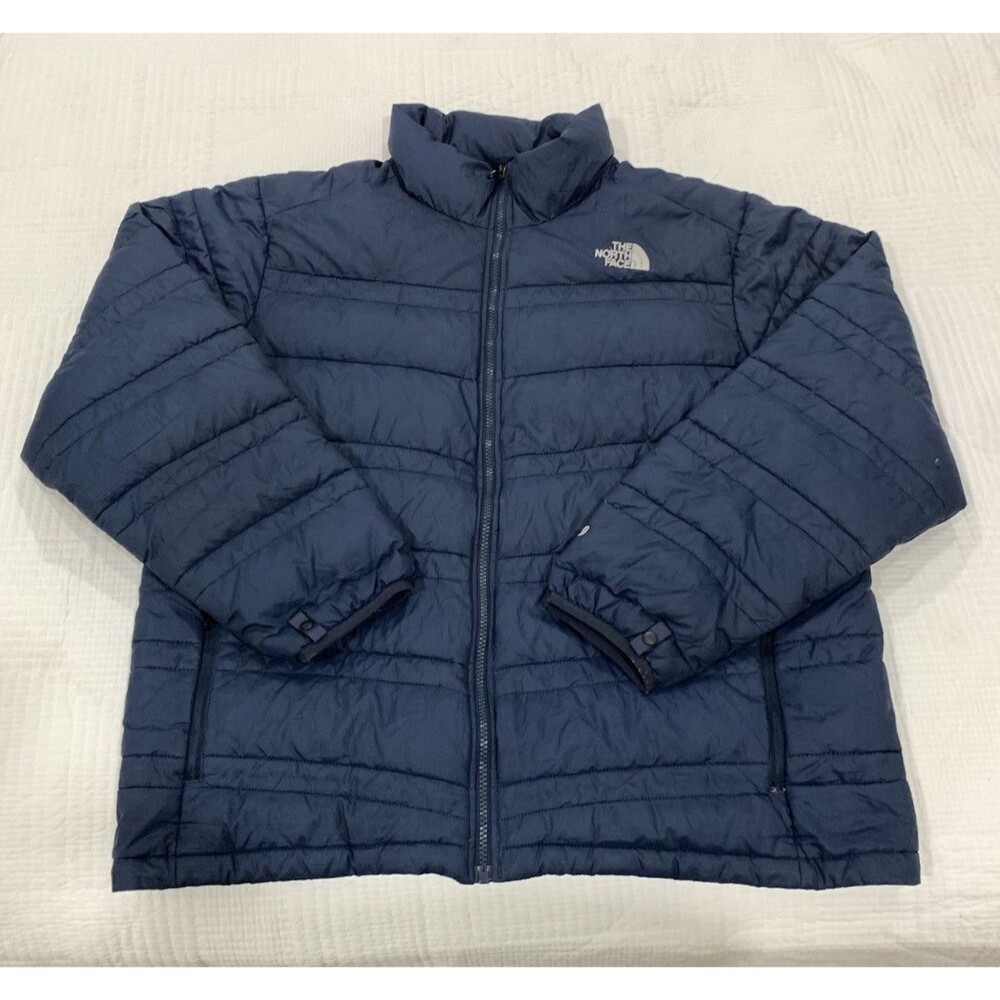 The North Face Classic Down 550 Jacket Men's XL Navy Blue Goose Full Zip Puffer